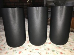 3 Vintage Flat Black Glass Roly Poly Tumbler 5 7/8″ tall x 3″ diameter All Onyx