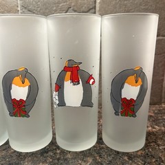 Barware Collins Penguins Christmas Glass Dartington Designs Frosted Tall