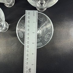 Set Of 4 Etched Glass Dessert Cups With Swirl Pattern – Vintage Style Clear Glas