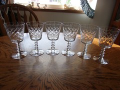Wine Knob Lattice Rock Sharpe Crystal Water 3 Knob Stem – Set of 6