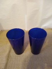 Vintage Libbey Cobalt Blue Flair Top Iced Tea Drinking Tumblers Set Of 2