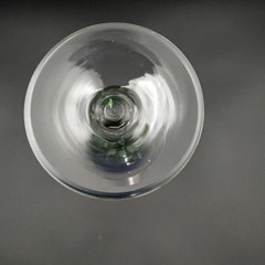 Pier One Goblet Wine Glass Blue/Green/Clear Thick Blown Glass Lot of 3