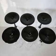 6 Luminarc Octime Black Stem Champagne Flutes Glasses 8.5″ France