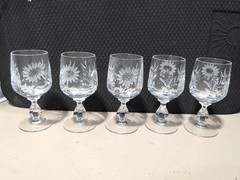 Vintage Set of 6 Margaret” by Lausitzer Gray & Polished Cut Floral West Germany