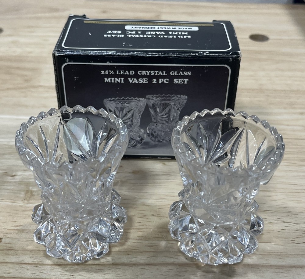 Vintage Hofbauer 24% Lead Crystal Glass Mini Vase Set – Made In Germany – Kmart