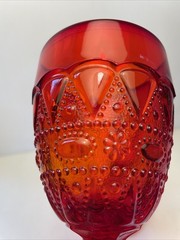 Pair 2 Vintage Kemple Goblets Red To Gold Amber Ambre Lace & Dewdrop 6” Tall