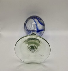 Cobalt Blown Glass Wine Water Cocktail Goblet Blue Swirl Clear Base Talavera