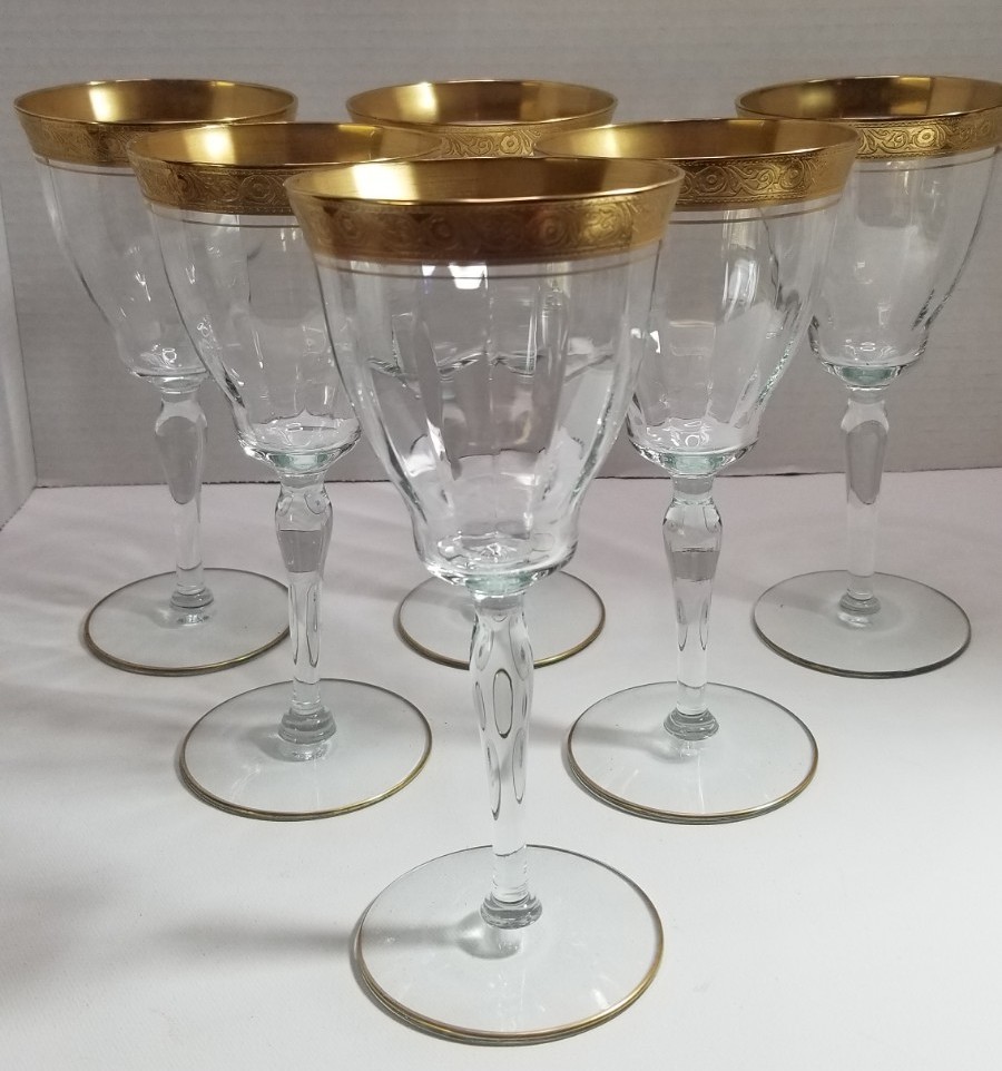 Tiffin Franciscan (6) Optic Rambler Rose 22k Gold Rim 8oz