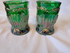 Mosser Dahlia Glasses In Evergreen Luster, Set Of 2 Carnival