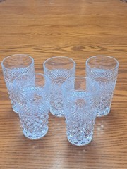 Anchor Hocking Wexford Water Juice Tumblers 5 1/2″ Diamond Glass VTG Set of 5