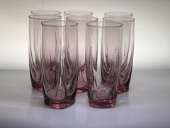 Libbey Imperial Plum 8 Cooler 6 Old Fashioned Glasses Set Pink Bar Tumblers