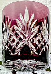Ajka Cut to Clear Glass Faberge Odessa Set of 4 Whiskey Tumblers Old Fashioned