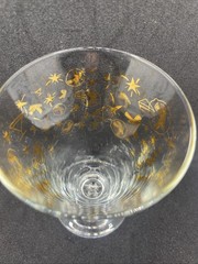 1 Vtg MCM KAHLUA Gold Atomic CONFETTI Cone Shape Ftd Cocktail Glasses 5 3/8″