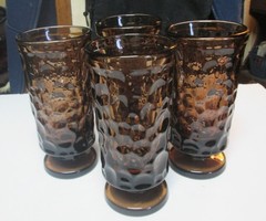 Vintage Fostoria Glass Brown Pebble Beach Water Goblets-Set of 4-All EXC!