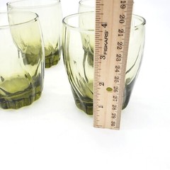 4 Anchor Hocking Ivy Green Glasses Park Central Star Fire Swirl Short Drinking