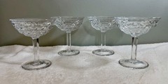VTG Fostoria American CHAMPAGNE Glasses, Set of 4, Cube Design USA 4.5”.