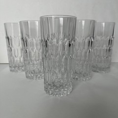 (6) “Sogno” Royal Crystal Rock RCR Highball Crystal Glasses Italy Barware 6”