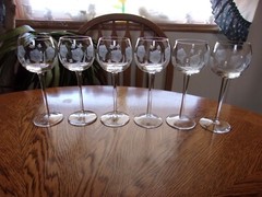 Etched Wine Floral Blown 6 Oz Smooth Stem – Set of 6 Glasses