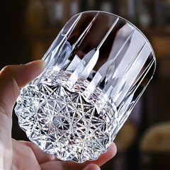 Premium Hand Cut Crystal Whisky Glass Diamond Cut | Bourbon Scotch Home Bar Gift