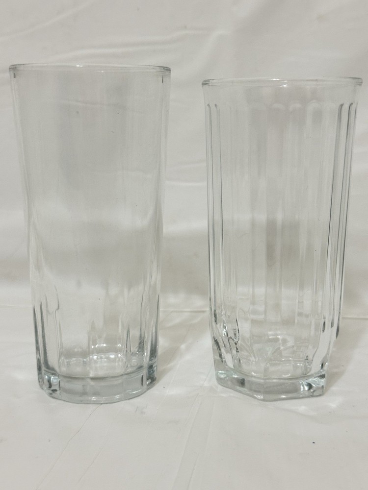 VTG Lot of 2 Libbey Crisa Clear Paneled Juice Glasses 8oz Fluted Water Tumbler