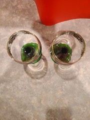 Pair of Roemer Stemware Beehive Design Stems Heidelberg Souvenir Wine Glasses