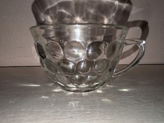 1950’s Anchor Hocking Clear Boopie Bubble Style Handle Punch Glass Tea Cup