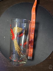 Vintage Ring Necked Pheasants Hazel Atlas Drinking Glass 5.5″ Red Gold