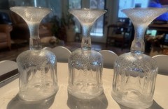 3 Vintage CLEAR FOSTORIA WOODLAND wine glasses 1975-81 ~frosted textured 5 7/8”