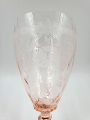 HTF HEISEY Old Dominion 8 Inch WATER GOBLET Flamingo Pink Stem – Empress Etch