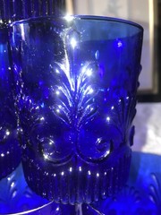Set of 6 PILGRIM Glass ADAMS Cobalt DOUBLE OLD FASHION 16oz ROCK Whiskey TUMBLER