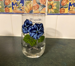 Retro BROCKWAY Flower of the Month Tumbler Glass MORNING GLORY September 1970’s
