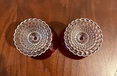 2 Bubble Foot Ruby Red Glass Sherbet Champagne Goblets By Anchor Hocking
