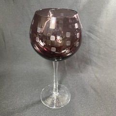 Mikasa Cheers Balloon Wine Glasses Goblets Purple Crystal Etched ~9” Set Of 2
