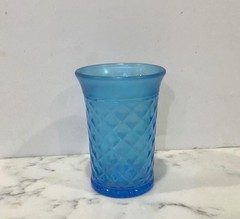 Stretch Carnival Glass Tumbler, Northwood #557 Concave Diamond, Celeste Blue