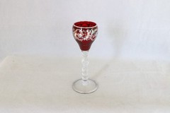 RARE CAMBRIDGE GLASS CARMEN # 1402/100 STEM 1 OZ TALLY-HO SILVER OVERLAY CORDIAL