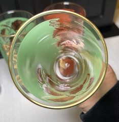 Set of 5 Vintage Bartlett Collins Mist Hi-Ball glasses Red Blue Green, With Gold