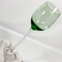 Lenox Tuscany Seasons Etched Spiral Swirl GREEN Wine Glass 9 3/8″ Tall 12oz Vtg