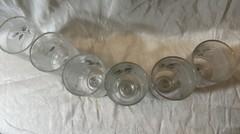 Vintage Midcentury Hollywood Regency Gold Wheat Frosted Shot Glasses. Set/6