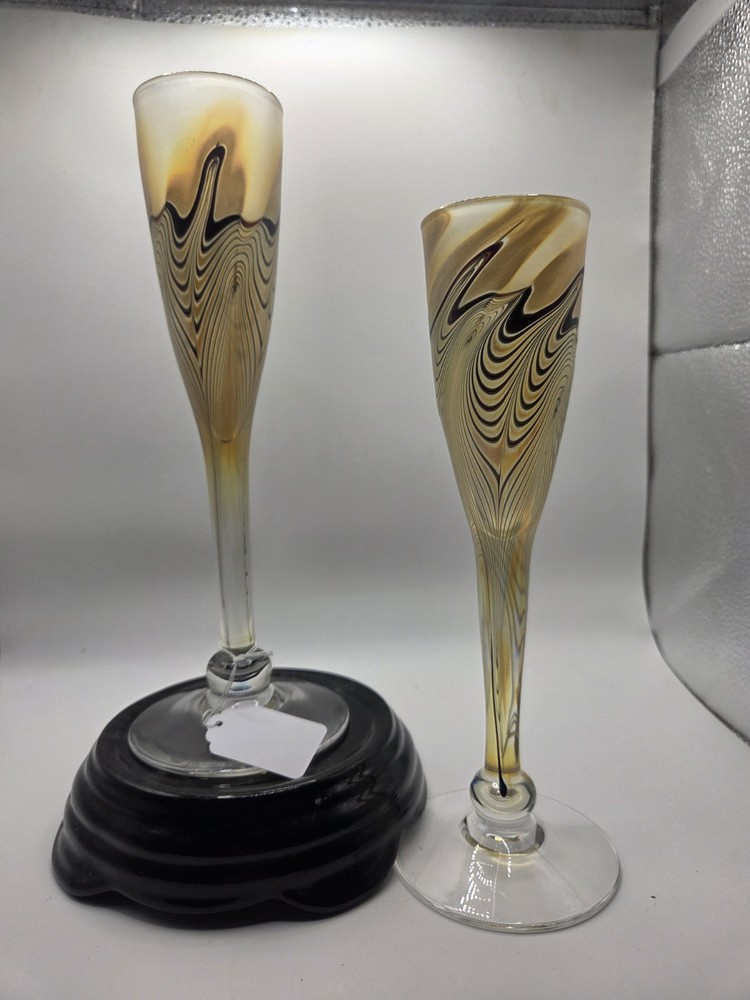 Marc Boutte Pulled Feather Art Glass Glasses