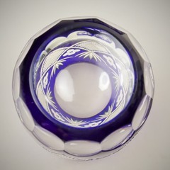 Edo Kiriko Blue Cut Glass Tumbler Set of 3 260ml Japanese Crystal-EK188