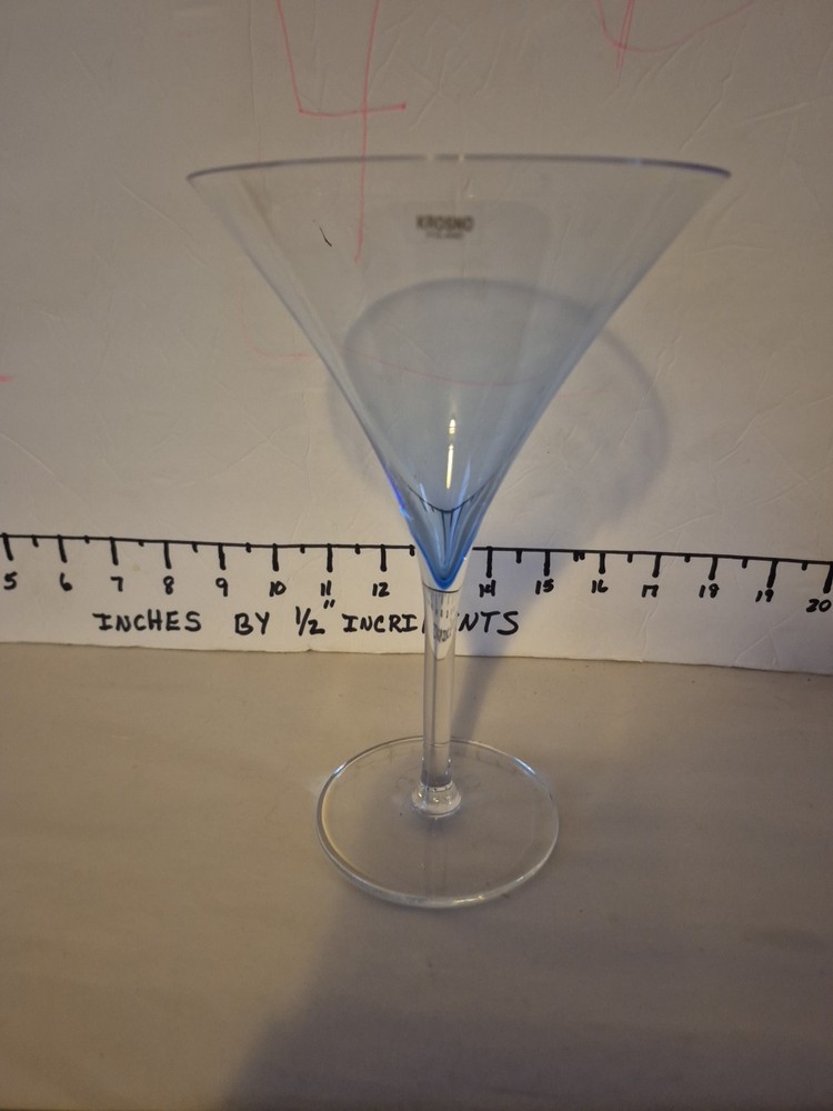 Kronos Blue Martini Glass Poland 8″ T Barware Replacement w/Original Tag