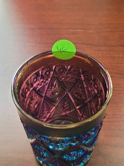Electric Purple Imperial Carnival Glass Diamond Lace Pattern Tumbler Base Flake