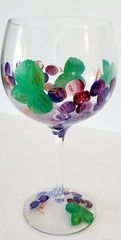 Vintage Hand Painted GRAPE Wine Glass. Signed Violeta. Beautiful