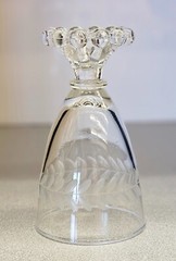 Anchor Hocking (5) Laurel Leaf Gray Cut Boopie Juice / Wine 4 Oz. Glasses