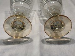 Vintage Libbey Set Of 2 Sirrus Clear With Light Amber Base Water Goblets EUC