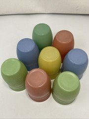Vintage Hazel Atlas Fine Rib Pastel Tumblers Set of 8 Depression Glass
