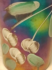 Northwood Carnival Drinking Glass Enameled Hand Painted Cherries Tumbler