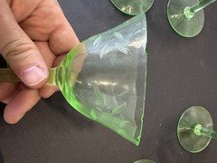 Uranium Glass Stemware Lot – Glows Under UV Green (10 Pieces)