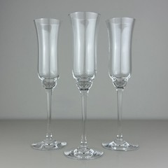 Set Of 3 Rare Baccarat Capri Tall Optic Fluted Champagne Stem Glasses 9 1/2″