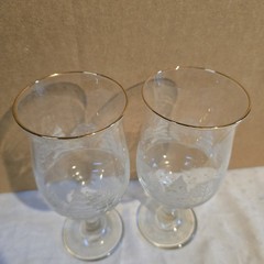 Vintage Libbey Winter Forest Etched Wine Goblets Set Of 2 Christmas Pine Tree…